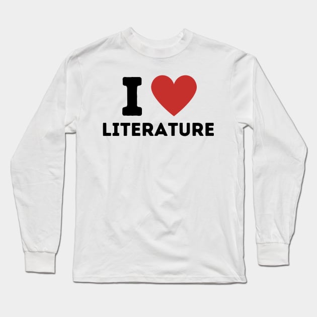 I Love Literature Simple Heart Design Long Sleeve T-Shirt by Word Minimalism